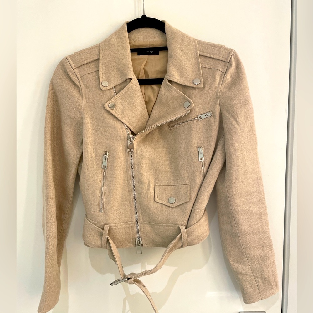 Theory Linen Shrunken Moto Jacket